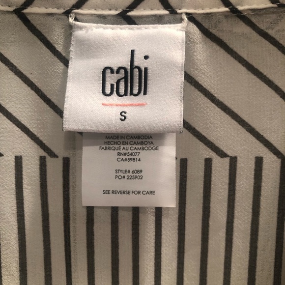 Cabi Parallel Button Down Black & White Striped Artsy Pattern - Sheer-Sz Small - Picture 5 of 13